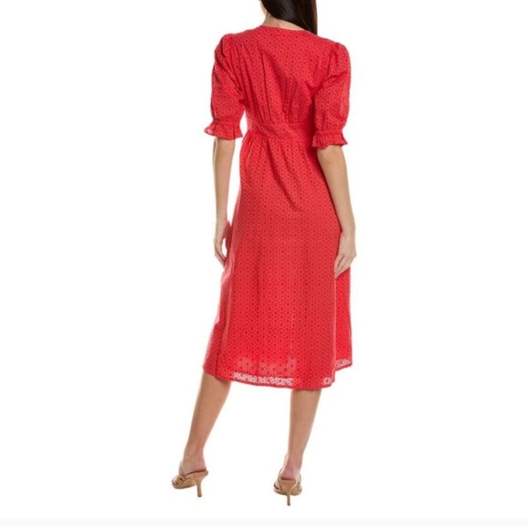 BODEN Broderie Women's Midi Tea Dress In Red Size 14 - Picture 4 of 12